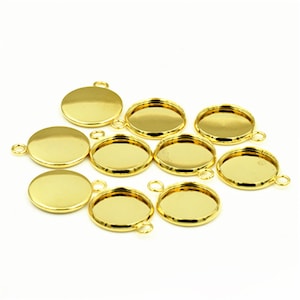20pcs Stainless Steel Gold Bezel Pendant Blanks, Blanks Tray Setting Cups, Glass Cabochon Setting,Pendant Trays,hypoallergic Cups