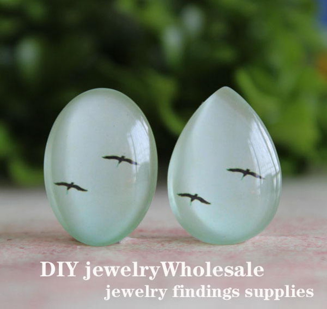 4pcs 18x25mm Handmade Photo Teardrop Oval Glass Cabs Cabochons
