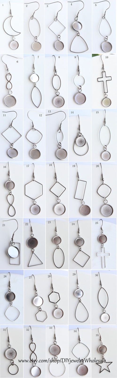 20pcs Stainless Steel Heart Earring Settings – Fit 12mm Cabochons, DIY Jewelry - View #8