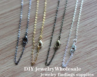 10pcs 1.5mm Finished Twisted Chains Brass Soldered Chain Flat Cable Chain / Silver / Gold Antique Bronze / chain