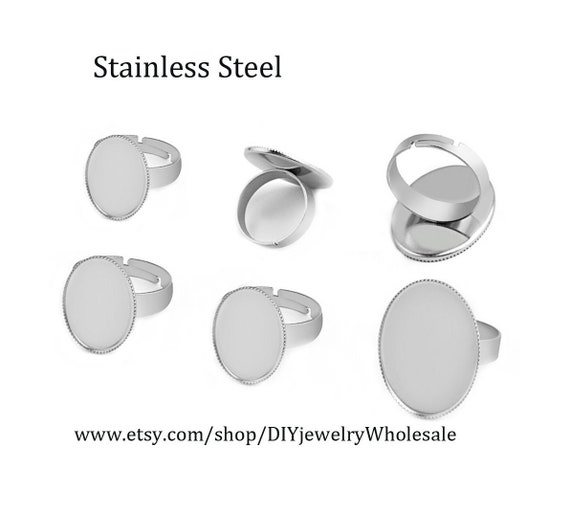 10pcs Stainless Steel Round Bezel Ring Blanks 10mm 25mm Ring Settings Stainless Steel Ring Base,Ring Bezel,Plain Ring Settings
