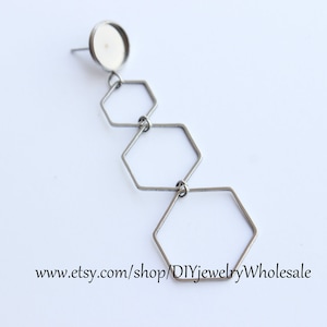 10pcs Surgical Steel 12mm Earring Blank, Earrings Bases Settings Cabochon , DIY Earring Kits, 8-25mm Bezel Earring Trays
