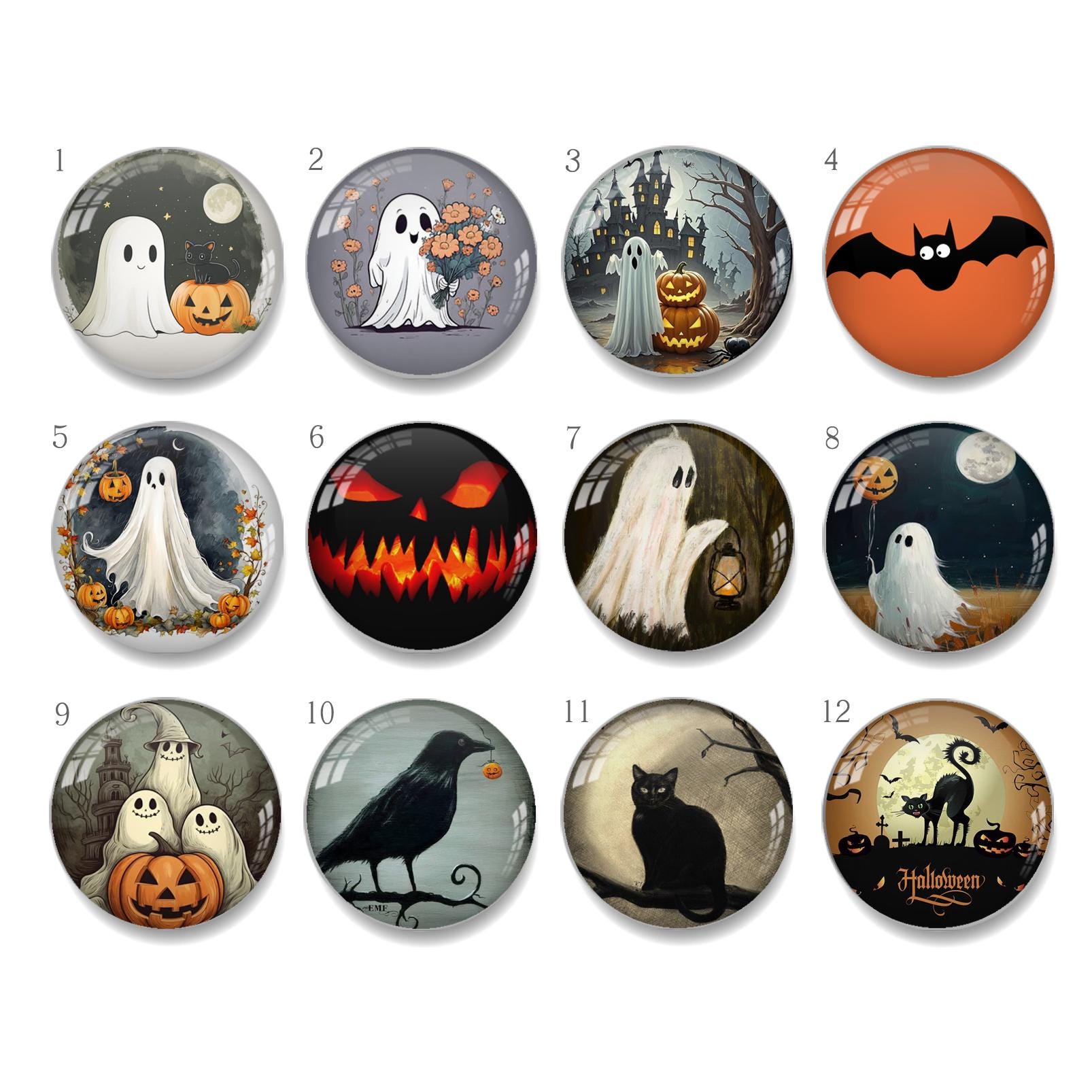 ハロウィンフォトガラスカボション 10 mm 12 mm 14 mm 16 mm 18 mm 20