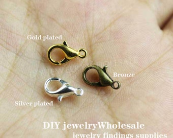 100pcs Lobster Clasp Claw 12x6mm 10x5mm Lobster Clasp - 6 colors