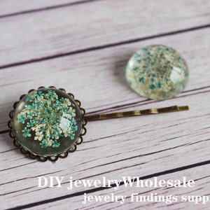 2 pcs resin real dry flower 25 mm Cabochons