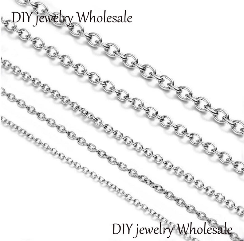 May include: Four silver chain necklaces of different lengths. DIY jewellery wholesale.