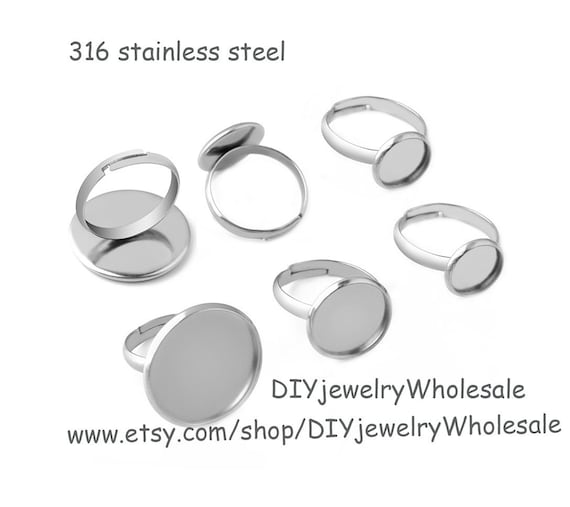 10pcs Stainless Steel Round Bezel Ring Blanks 10mm 25mm Ring Settings Stainless Steel Ring Base,Ring Bezel,Plain Ring Settings
