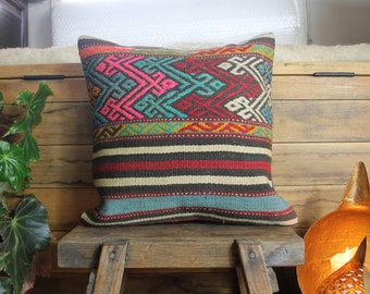 40cm (16inch) Vintage kilim cushion cover handwoven - accent decorative cushion