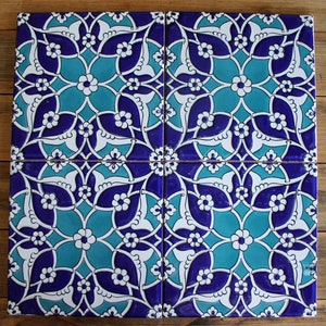 Turkish Ceramic Tile Set (4) - Splash back, Kitchen, Bathroom, Traditional Ottoman designs - Blue & Aqua