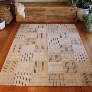 Vintage Handwoven Turkish Patchwork Kilim - 178*240cm Handwoven - Wool, Linen & Hemp - Backed - Neautrals