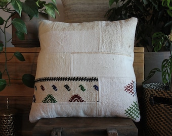 Vintage Kilim Patchwork Cushion Cover – 20 inch Handwoven Pillow