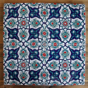 Turkish Ceramic Tile Set (4) - Splash back, Kitchen, Bathroom, Traditional Ottoman designs - Floral lattice pattern