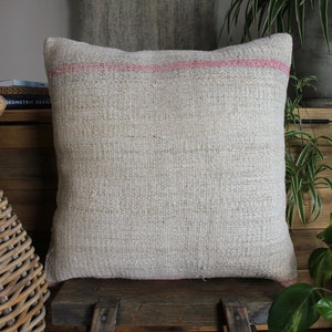 50cm (or 20 inches) Vintage kilim cushion cover handwoven - Hemp/Wool/Linen - Soft feel off white natural #2