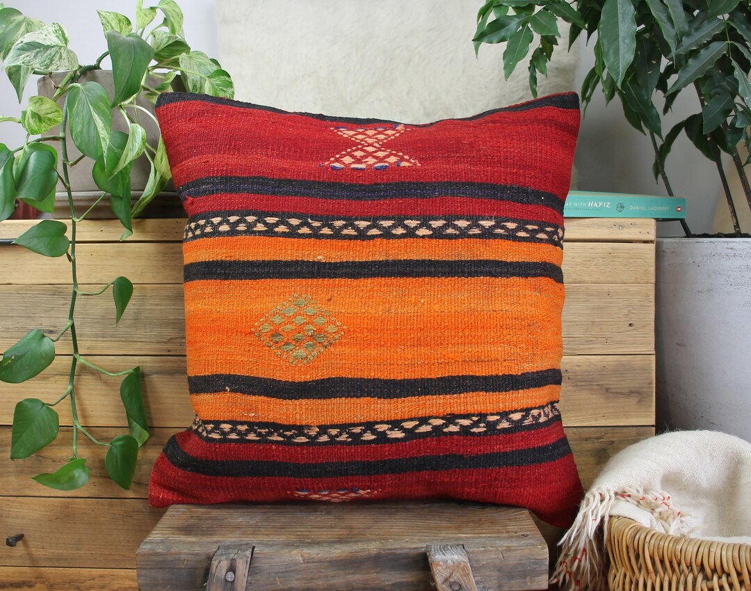 50cm 20in Vintage Kilim Pillow Cover Handwoven Large Etsy UK