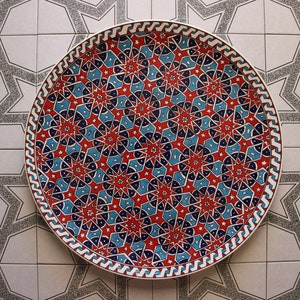 Hand-Painted Ottoman Ceramic Serving Platter – Turkish Geometric Design
