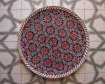 Hand-Painted Ottoman Ceramic Serving Platter – Turkish Geometric Design