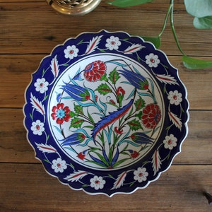 Intricate Turkish ceramic plates hand painted Ottoman designs 25cm,handmade 