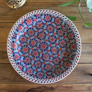 Hand Painted Ceramic Dinner Plate – Ottoman Geometric Design, 30cm