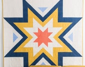Expanding Stars quilt pattern - Emily Dennis - Quilty Love Beginner friendly, easy half square triangle quilt, modern quilt includes 5 sizes
