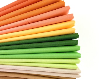 Pumpkin Patch Riley Blake Confetti Cotton Solid Fat Quarter Bundle Custom Curated By Sewcial Stitch 10 Fat Quarters Orange, Green, Brown