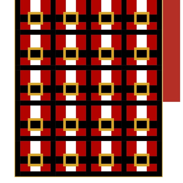 Santa Suit Modern Christmas Quilt PDF Pattern by Mandi Persell of Sewcial Stitch Instructions for 4 sizes beginner friendly PDF pattern