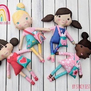 Best Friends Forever Fabric Doll Panel by Stacy Iest Hsu for Moda 100% Cotton make your own stuffed doll panel