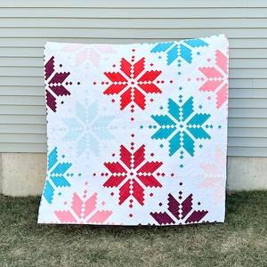 Knitted Star Modern Quilt kit by Sewcial Stitch - Lo and Behold Stitchery 62&quot; by 62&quot; Kit includes fabric for top and binding Riley Blake