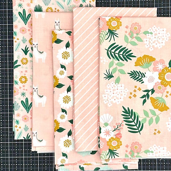 Pink Hibiscus Fat Quarter Bundle by Simple Simon and Co for Riley Blake Designs 5 Fat Quarters