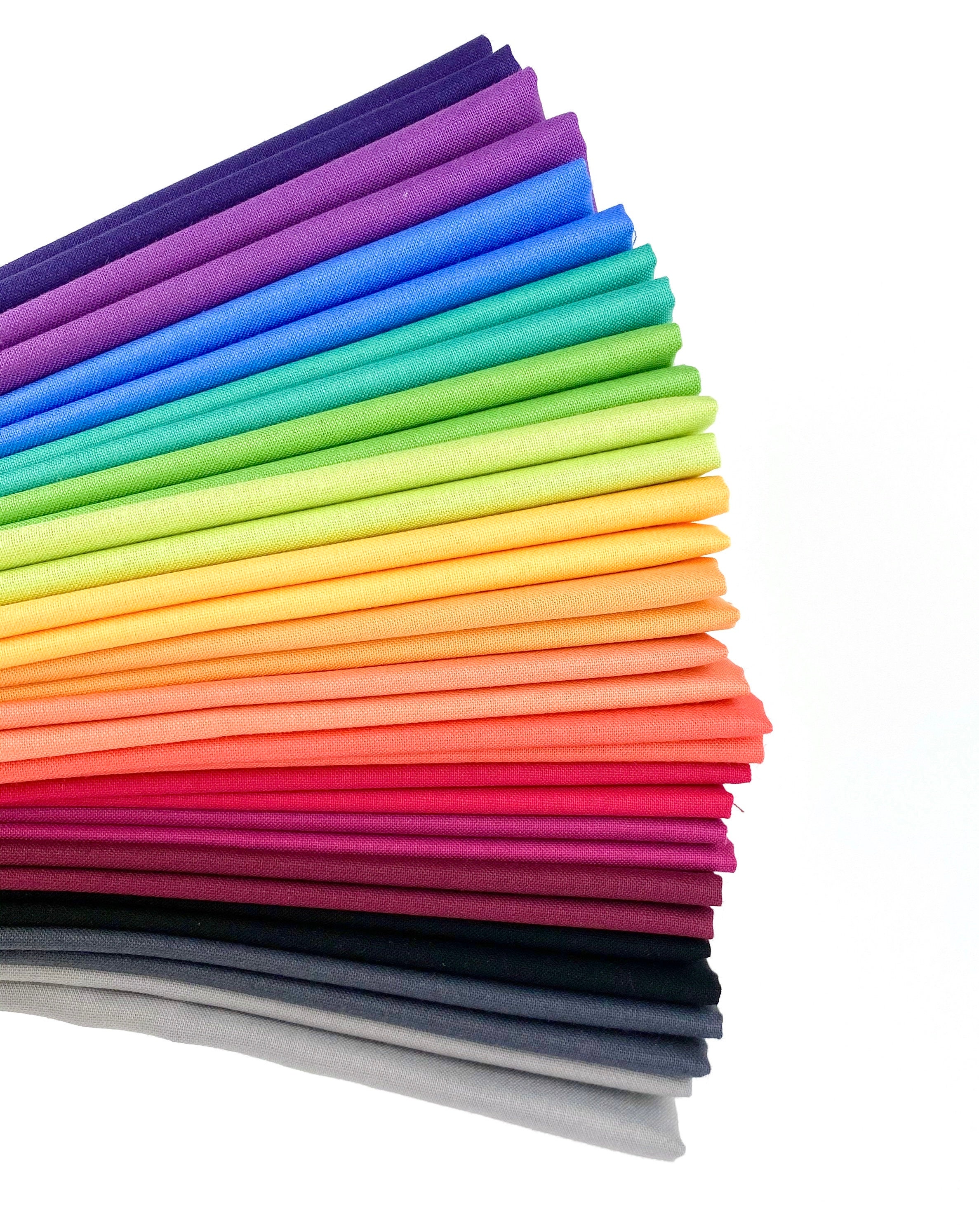 Threadart 12 Fat Quarter Bundle - Rainbow and Pastel Solids 100% Cotton  Fabric - Premium 100% Cotton Quilting Fabric - No Duplicates - Full Size  Fat