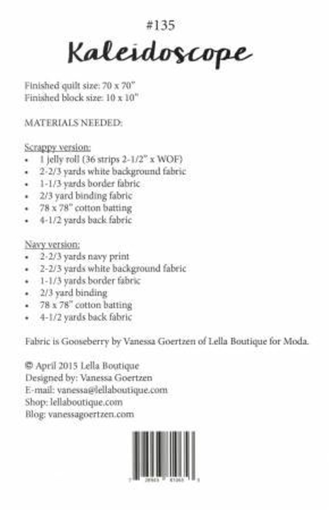 Kaleidoscope Quilt Pattern by Lella Boutique 135 Jelly Roll Etsy