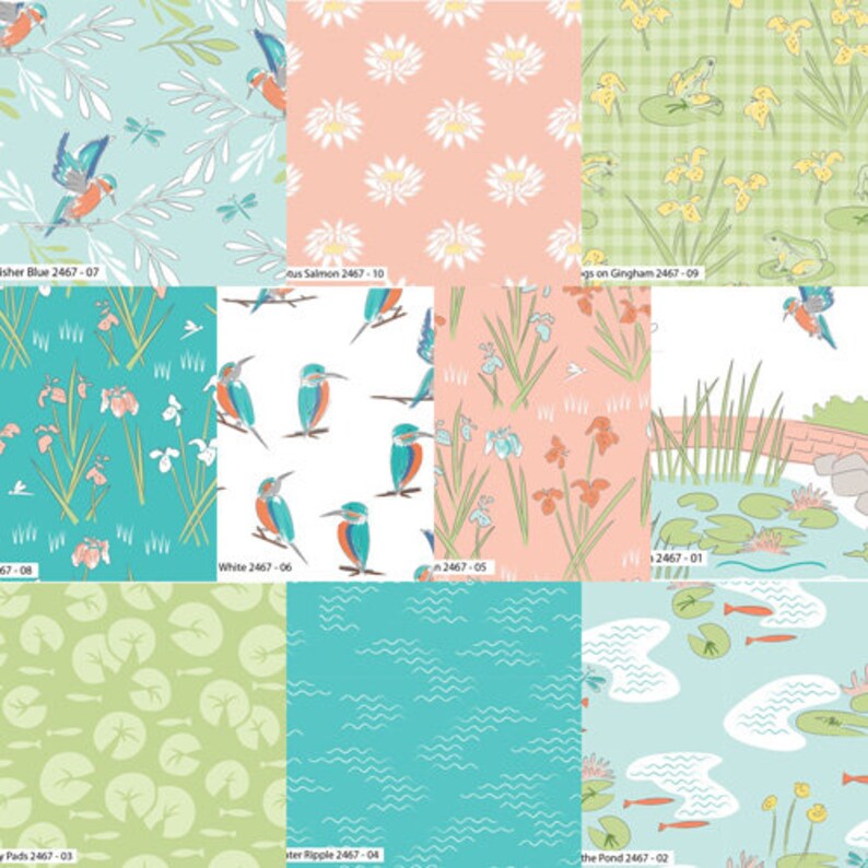 Lily Pad Salmon Lily Fabric Debbie Shore Craft Cotton Co Etsy