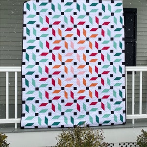 Propeller Quilt kit - Mandi Persell of Sewcial Stitch 66" by 82" Kit includes fabric for the top & binding Modern Geometric Quilt Kit