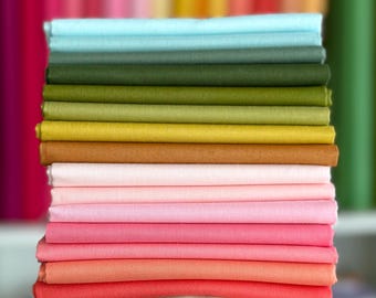 Pineberry Solid Fat Quarter Bundle Custom Curated By Sewcial Stitch 15 Fat Quarters Riley Blake Confetti Cotton Solids