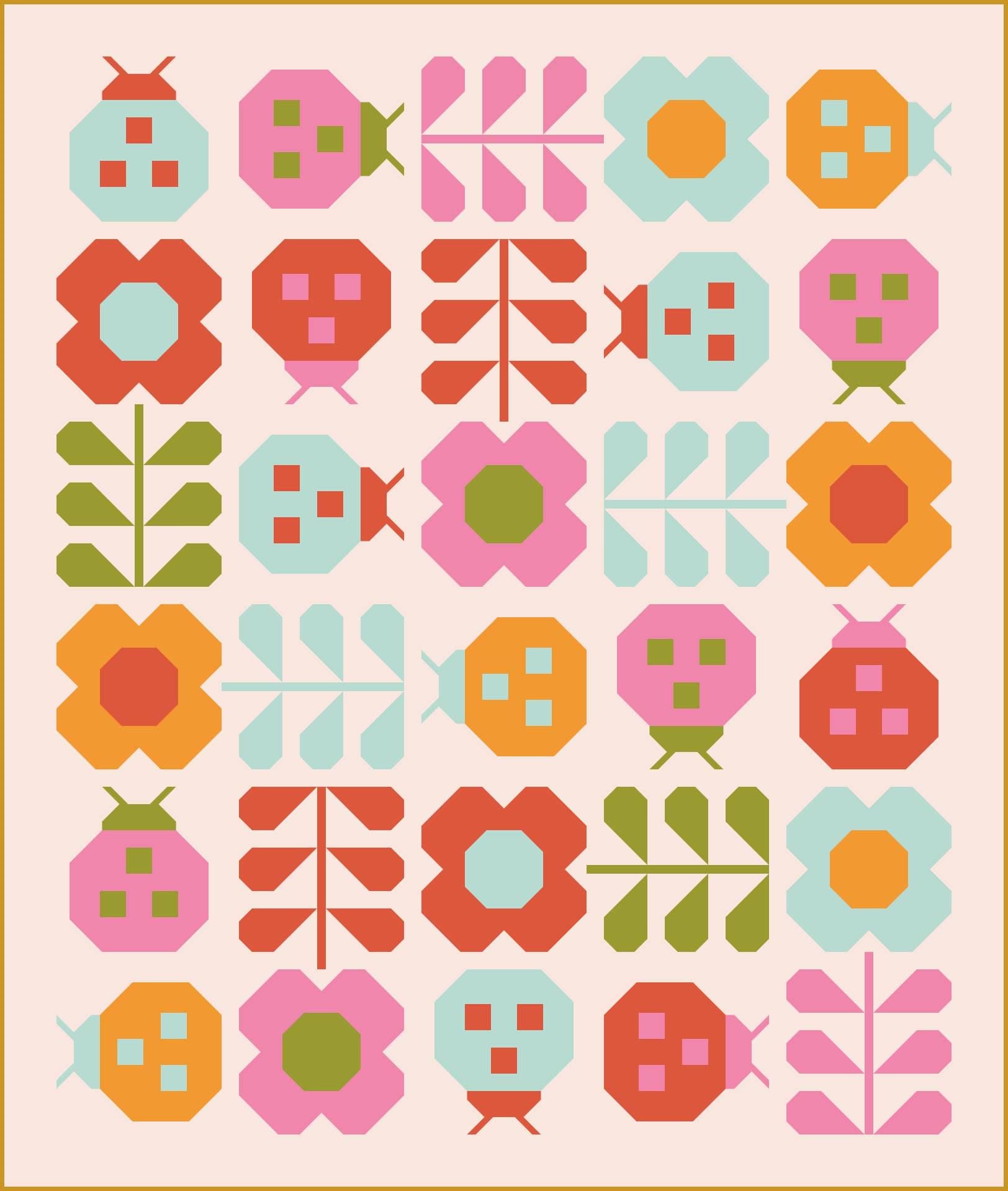 Spring Quilt Pattern Paper Hello Spring Quilt Kit-pattern by Pen & Paper 2 Size Options Ladybug ...