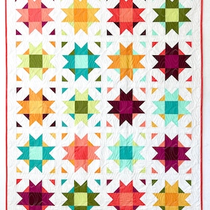 Compass Star Modern Geometric Quilt kit - Emily Dennis 60&quot; by 74&quot; Kit includes fabric for top binding Custom quilt kit