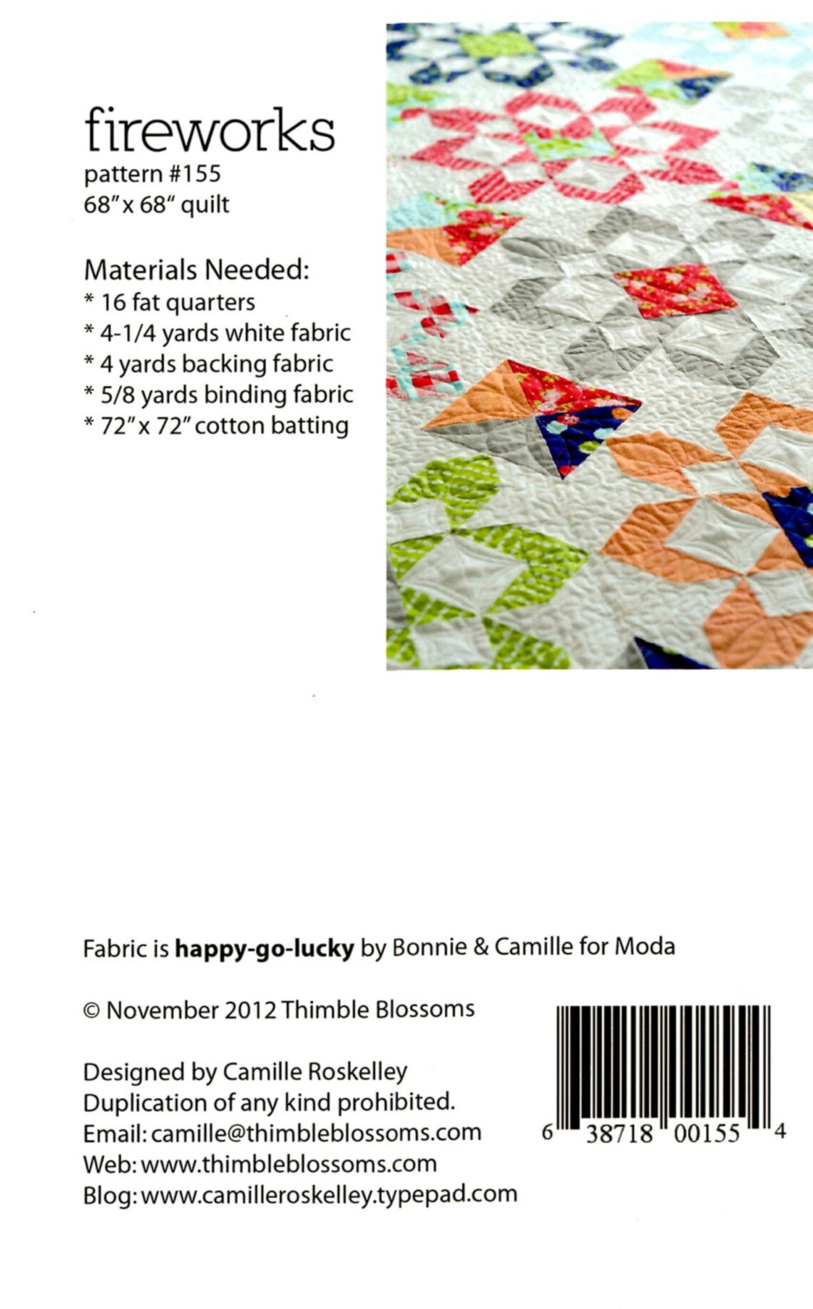 Fireworks Quilt pattern by Camille Roskelley for Thimble Etsy