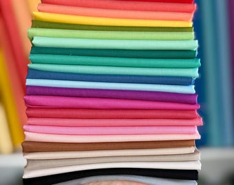 Rainbow Roll Riley Blake Confetti Cotton Solid Fat Eighths Bundle Curated By Sewcial Stitch 24 Fat Eighths