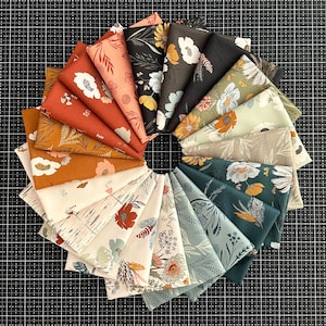 Woodland and Wildflowers Half Yard Bundle By Fancy That Design House For Moda 20 Half Yards 100% Cotton Floral Mushroom Rust Black Green