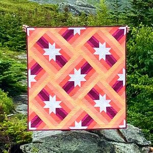 Slanted Star Quilt kit - Mandi Persell of Sewcial Stitch Kit includes fabric for top & binding Modern quilt Beginner Friendly 4 size options