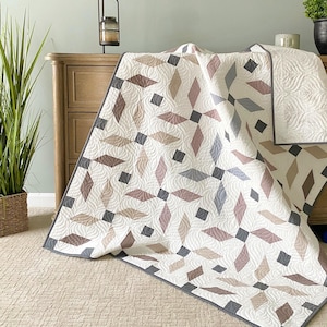 Propeller Quilt KIT Mandi Persell of Sewcial Stitch Includes fabric for top & binding Neutral Kit 5 sizes Gray, Tan, Blush, Brown, Charcoal