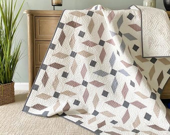 Propeller Quilt KIT Mandi Persell of Sewcial Stitch Includes fabric for top & binding Neutral Kit 5 sizes Gray, Tan, Blush, Brown, Charcoal