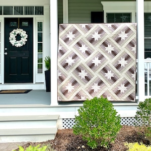 Neutral Slanted Star Quilt kit - Mandi Persell of Sewcial Stitch Kit includes fabric for top & binding Modern quilt Beginner 4 size options