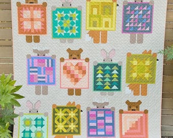 Show and Tell Quilt Kit | Elizabeth Hartman Quilt Fabric Kit | Modern Quilt Kit with Fabric for Top & Binding | 75x85" Finished Quilt Size