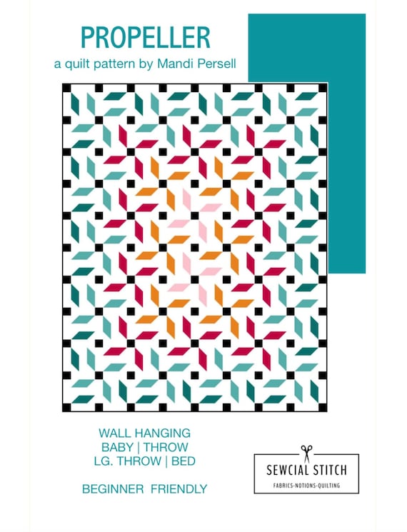 Propeller Modern Geometric Quilt Pattern by Mandi Persell of Etsy