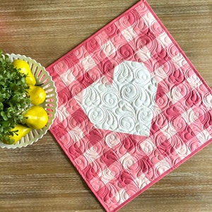Gingham Heart Mini Quilt kit - Mandi Persell of Sewcial Stitch 24" by 24" Kit includes fabric for the top & binding Buffalo plaid heart