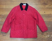 90s SILK Quilted Jacket womens Large oversized RED silk Jacket collared Slouchy Hip hop streetwear silk coat puffy jacket black contrast xl