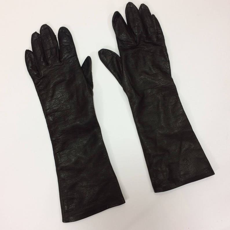 50s SILK lined leather gloves Long Gloves Womens Small size 7 Winter Gloves Feminine Lady Like Opera Gloves Retro Mod Vintage driving gloves