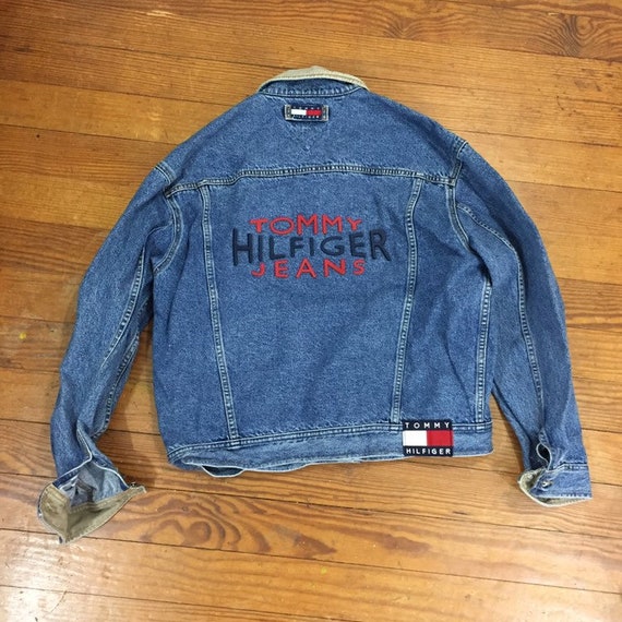 tommy hilfiger denim jacket womens with logo on the back