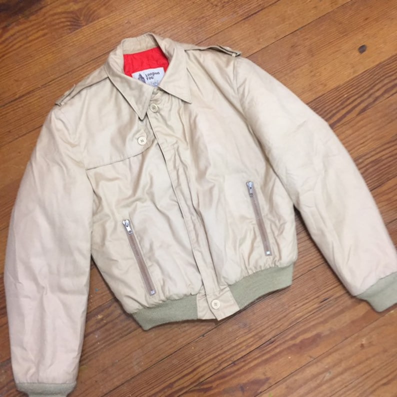 70s LONDON FOG bomber jacket mens size 38 light jacket khaki members only jacket mens small Tan Jacket light Brown NEUTRAL womens medium 38