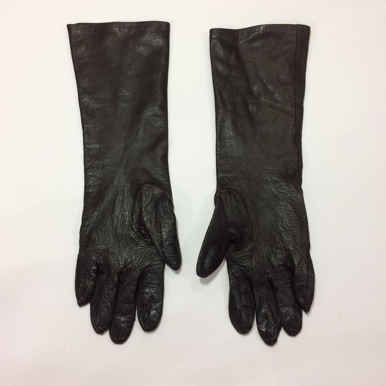 50s SILK lined leather gloves Long Gloves Womens Small size 7 Winter Gloves Feminine Lady Like Opera Gloves Retro Mod Vintage driving gloves
